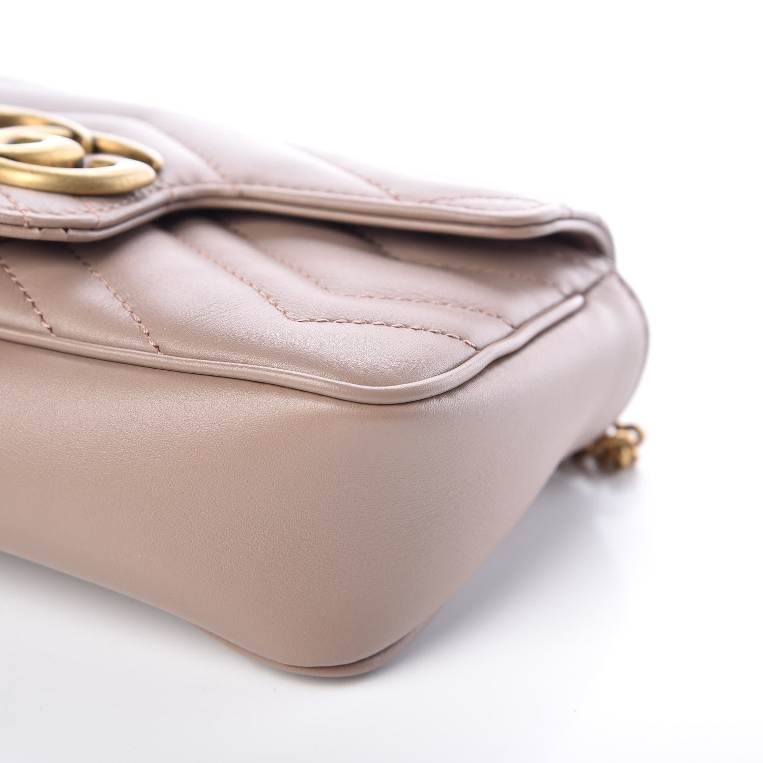 Gucci Calfskin Matelasse Super Mini GG Marmont Shoulder Bag Porcelain Rose 10 of 11