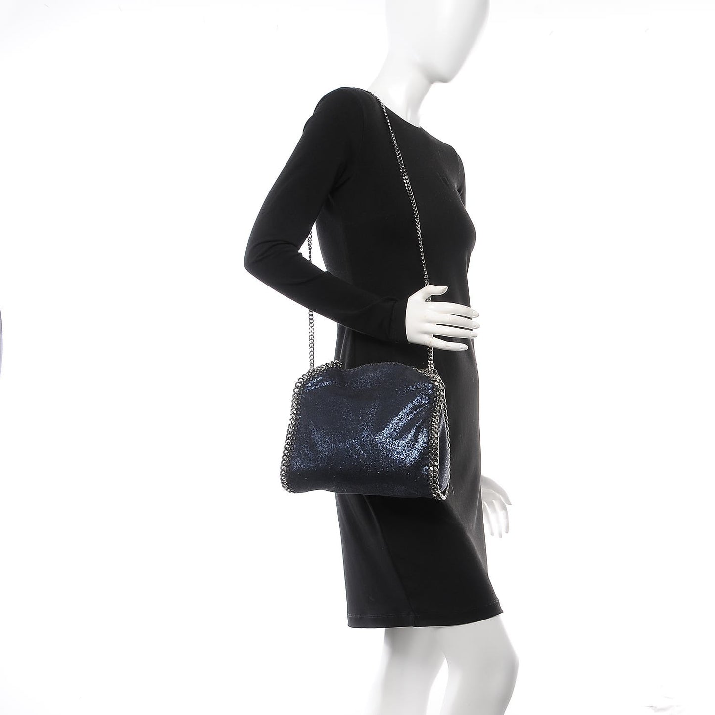 Shaggy Deer Mini Falabella Fold Over Tote Lapis Navy