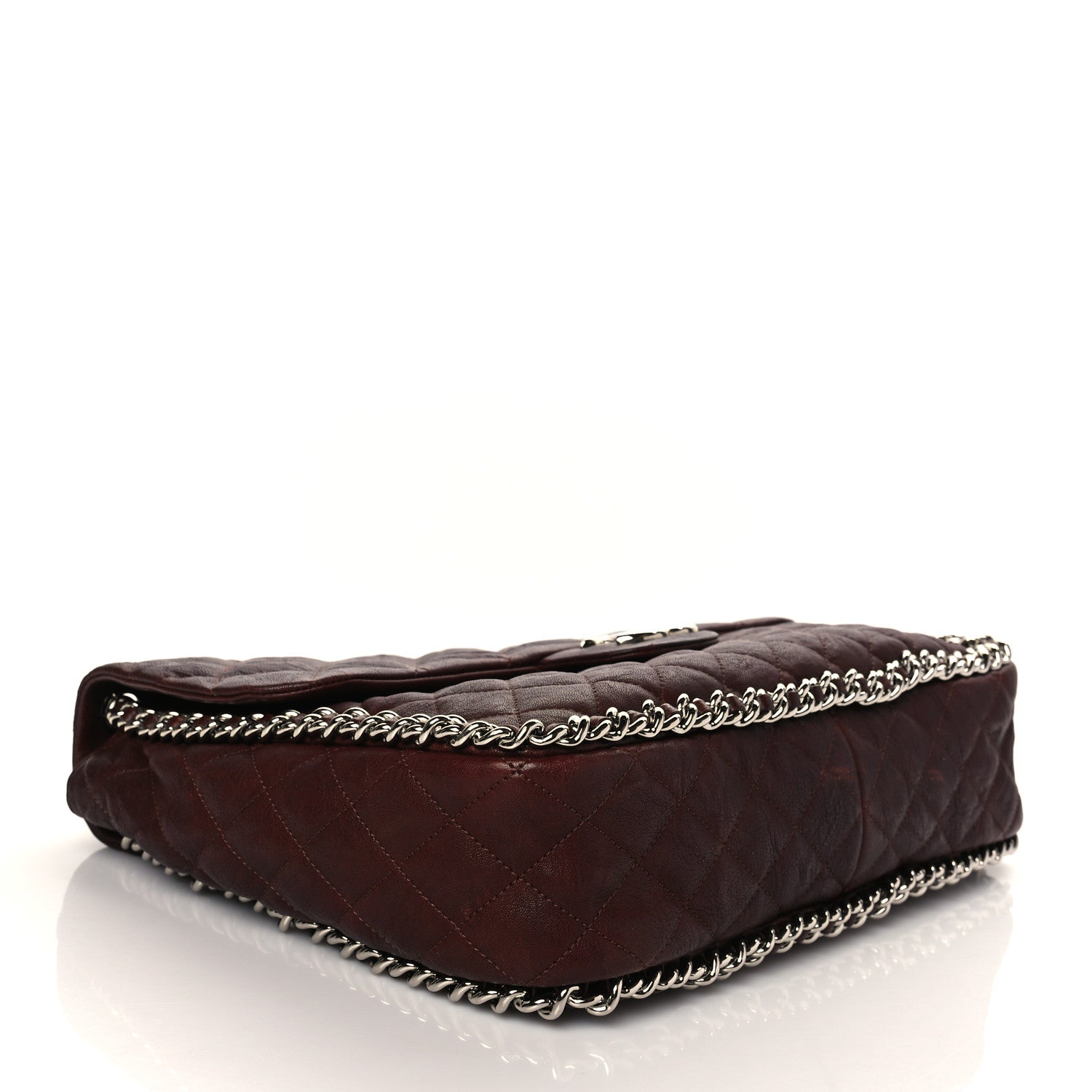 Chanel Washed Lambskin Quilted Chain Around Maxi Flap Dark Brown 3 of 10