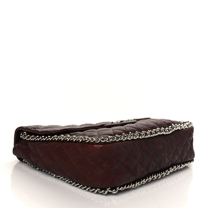 Chanel Washed Lambskin Quilted Chain Around Maxi Flap Dark Brown 3 of 10
