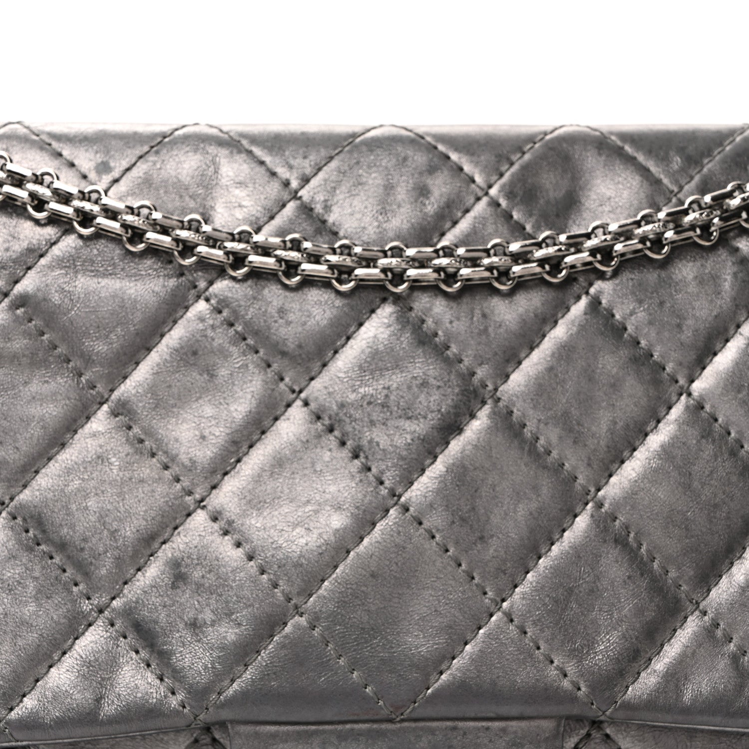 Chanel Metallic Aged Calfskin Quilted 2.55 Reissue 227 Flap Dark Silver 21 of 40