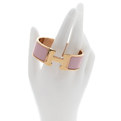 Hermes Enamel Wide Clic Clac H Bracelet PM Rose Nacarat 2 of 8