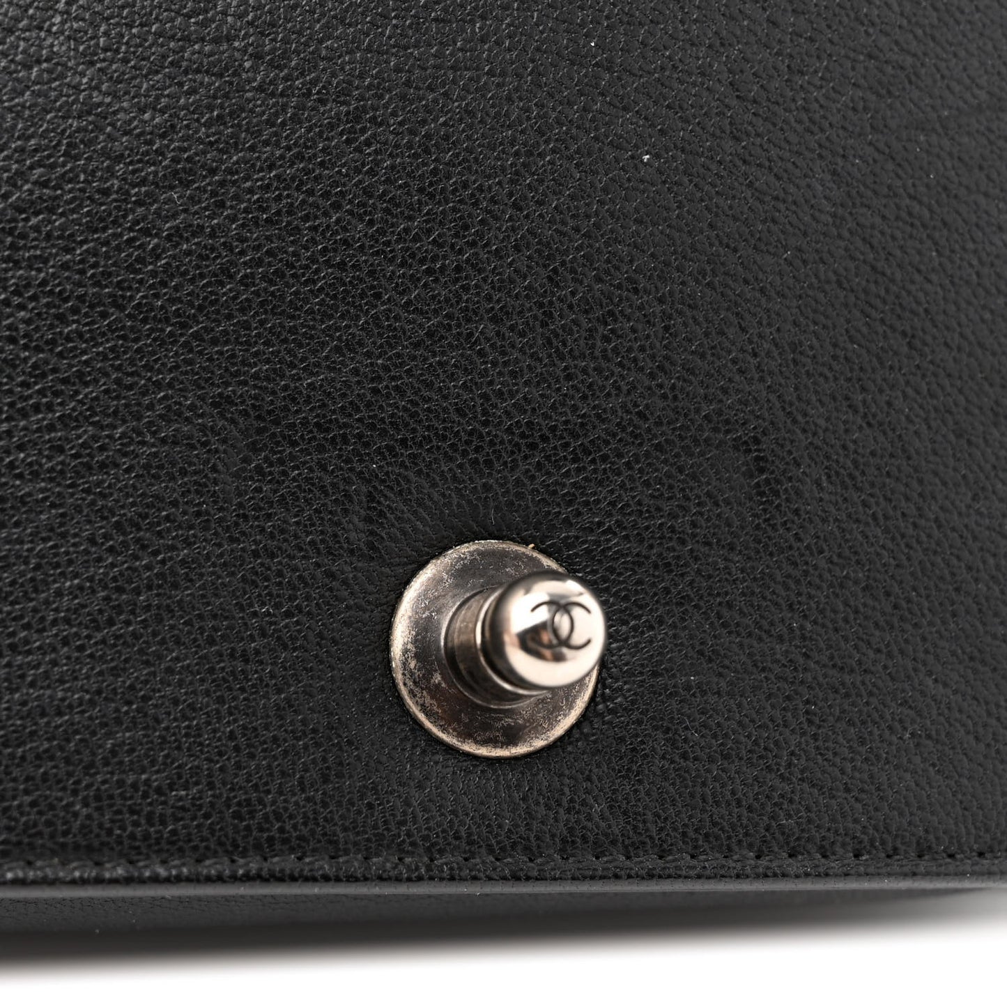 Goatskin Quilted Patent Small Duo Boy Flap Black