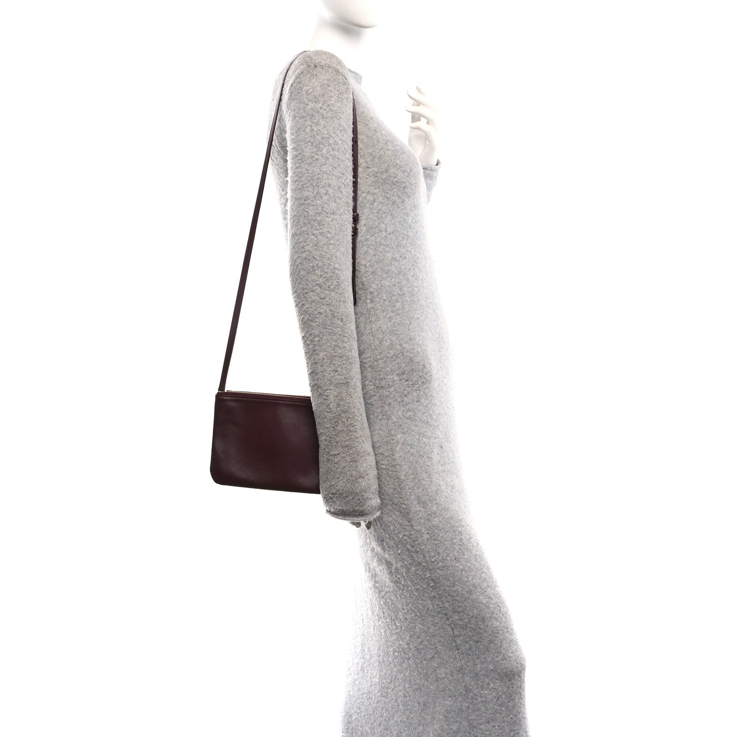 Celine Lambskin Small Trio Crossbody Bag Burgundy 2 of 11