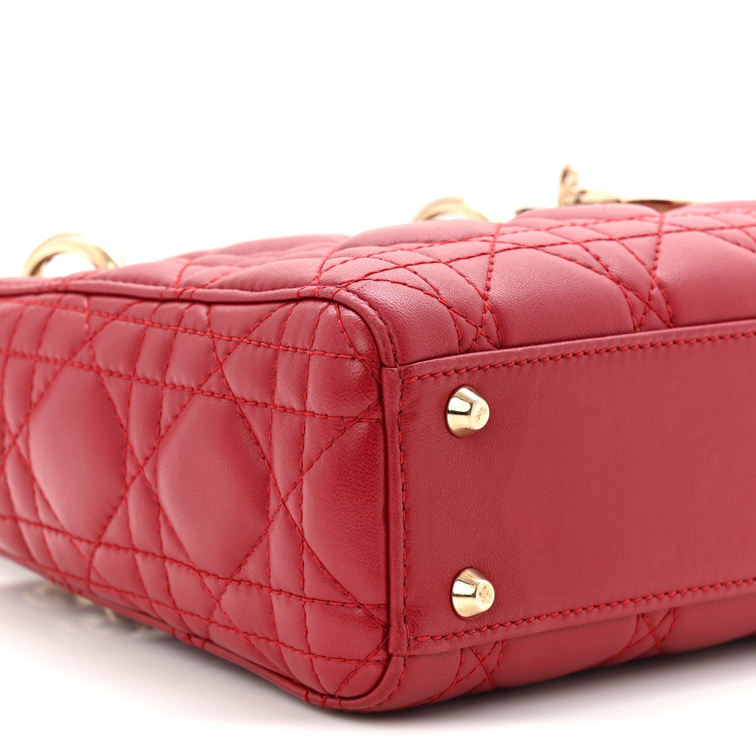 Christian Dior Lambskin Cannage Mini Lady Dior Red 9 of 11