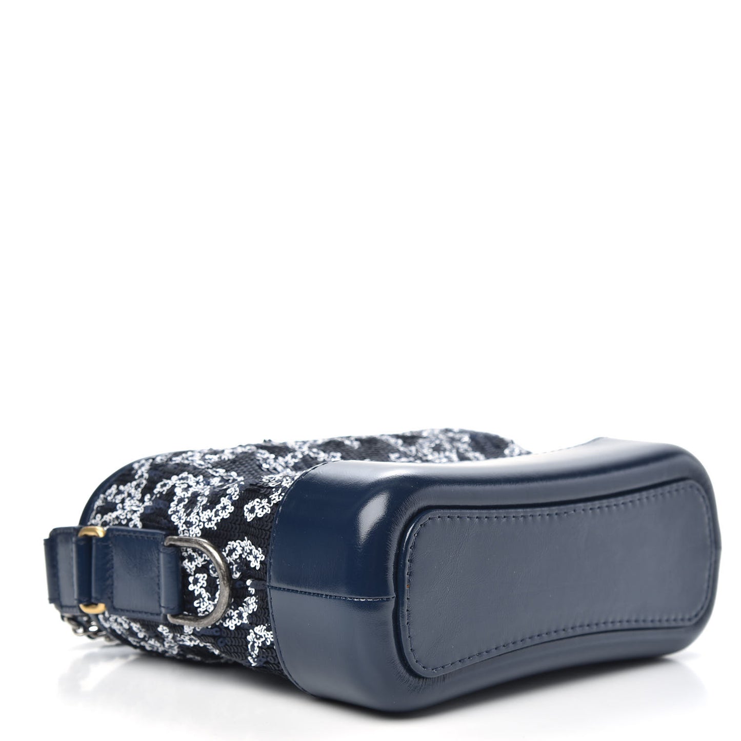 Sequin Calfskin Small Gabrielle Hobo Navy Blue White