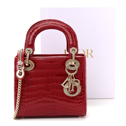 Christian Dior Alligator Crystal Mini Lady Dior Red 10 of 12