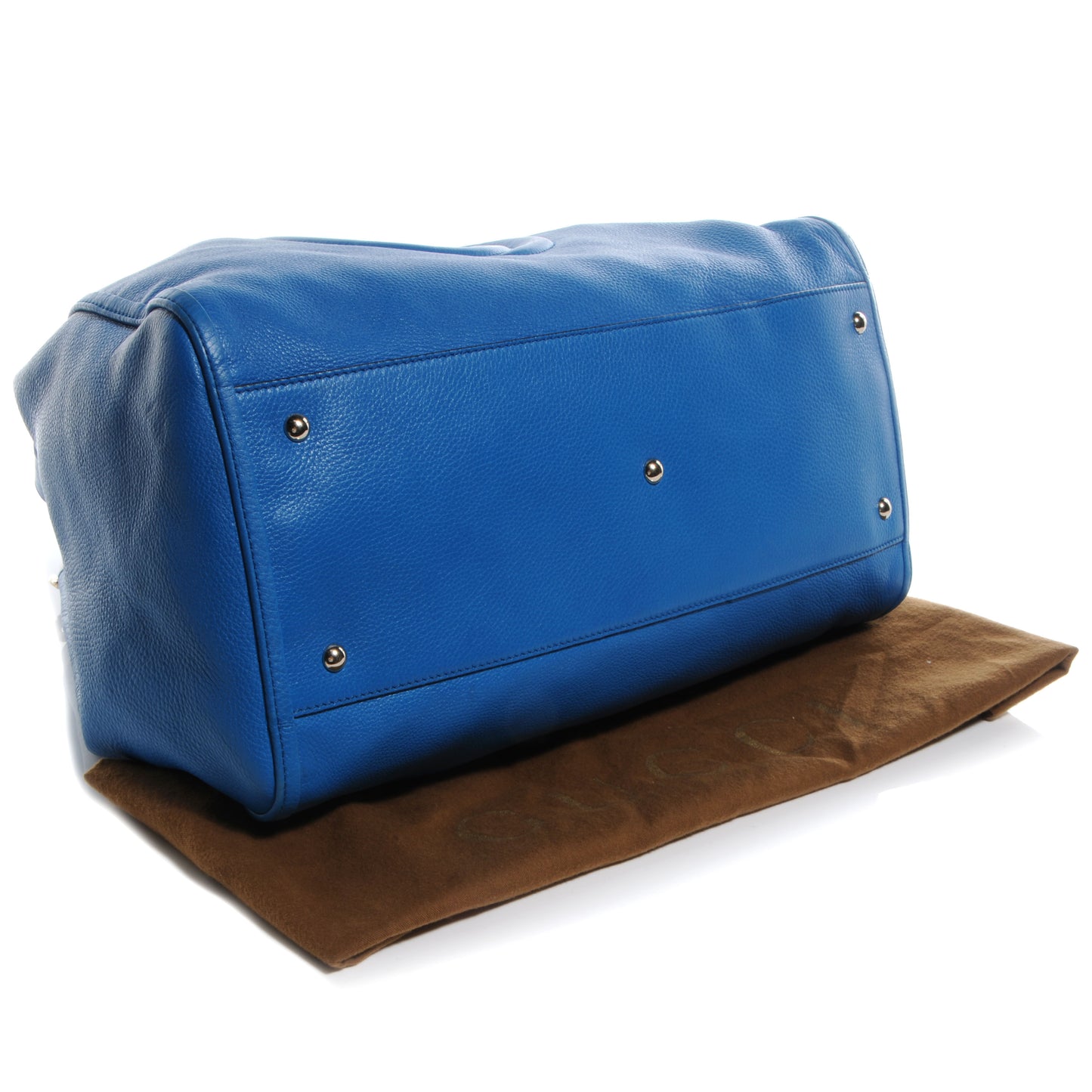 Pebbled Calfskin Large Soho Shoulder Bag Riviera Blue