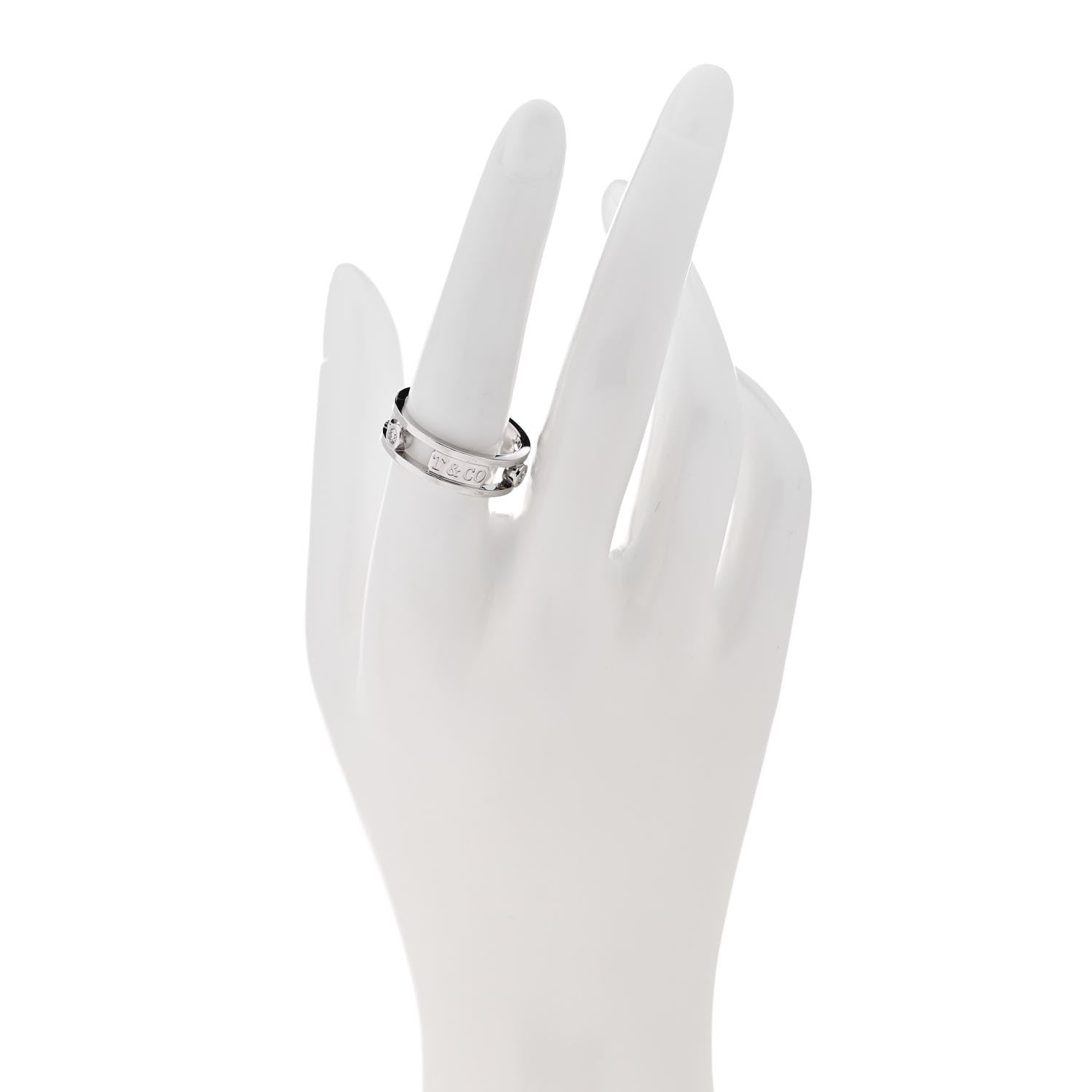 Tiffany 18K White Gold Diamond 1837 Ring 57 8 2 of 5