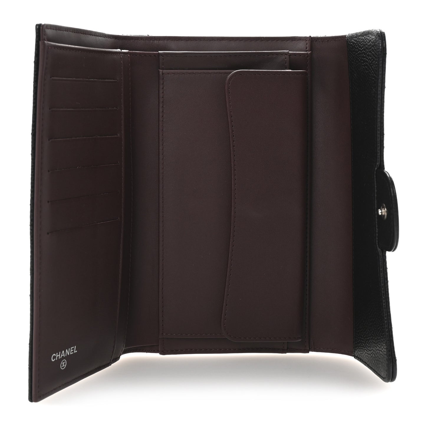 Caviar Quilted Large Flap Wallet Black