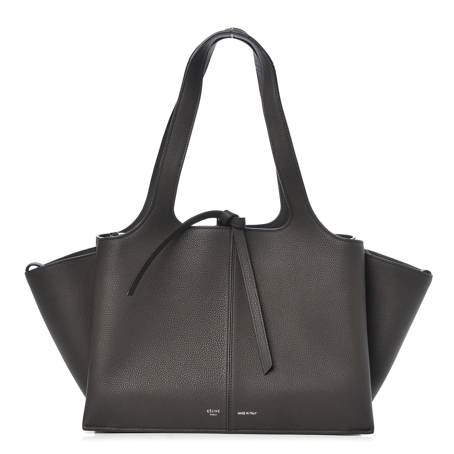 Grained Calfskin Small Tri-Fold Shoulder Bag Anthracite