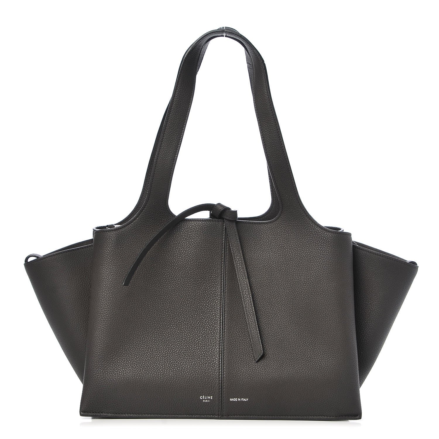 Celine Grained Calfskin Small Tri-Fold Shoulder Bag Anthracite 1 of 6