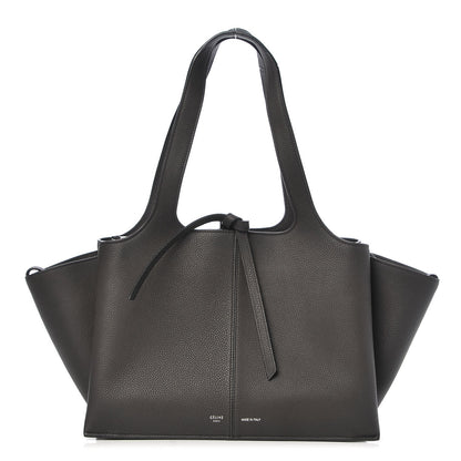 Celine Grained Calfskin Small Tri-Fold Shoulder Bag Anthracite 1 of 6