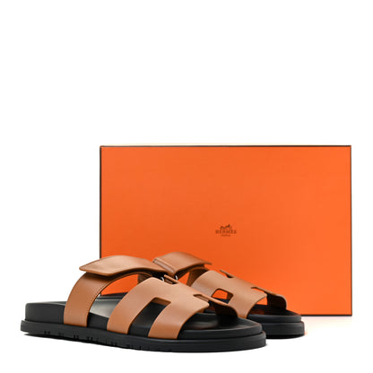 Hermes Calfskin Womens Chypre Sandals 40 Gold 9 of 9