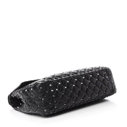 Valentino Garavani Craquele Nappa Large Rockstud Spike Shoulder Bag Black 4 of 9