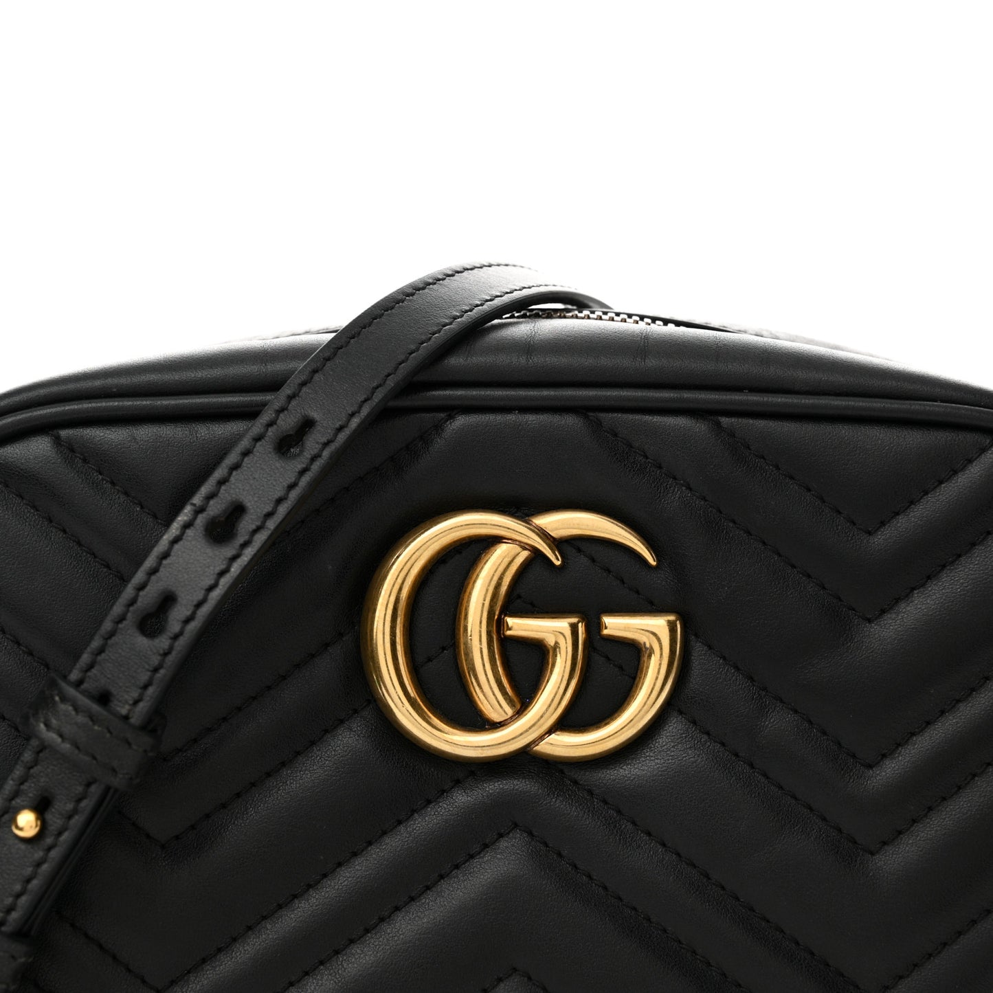 Calfskin Matelasse Small GG Marmont Chain Shoulder Bag Black