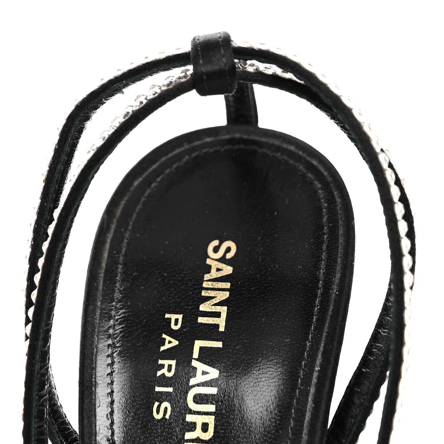 Saint Laurent Satin Crystal Ava 105 Sandals 36 Black 10 of 13