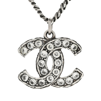 Chanel Ruthenium Crystal Pearl CC Pendant Necklace Silver 4 of 7
