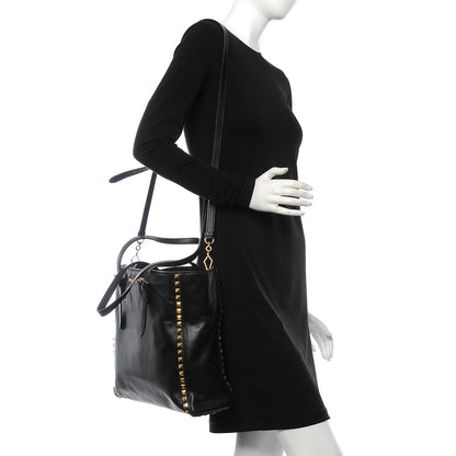 Miu Miu Soft Calf Studded Shopping Tote Black 2 of 8
