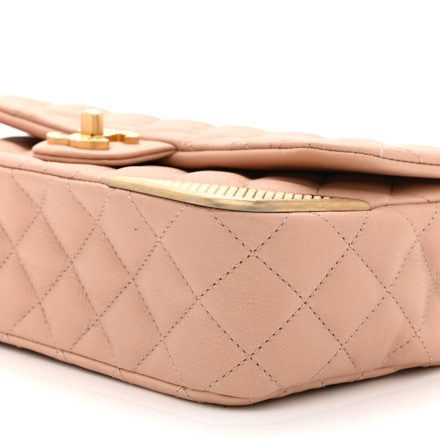 Calfskin Quilted Rock The Corner Flap Beige