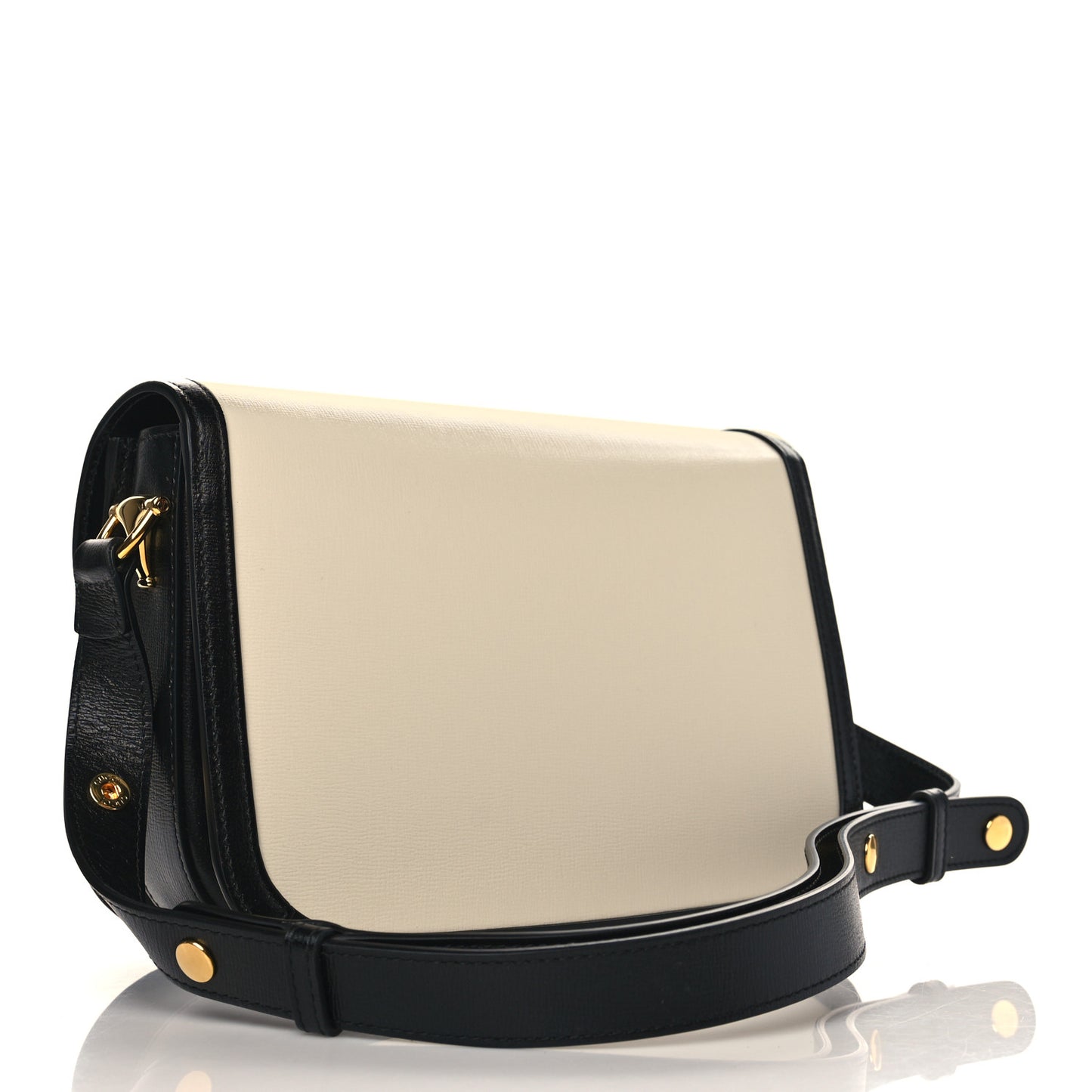 Azalea Calfskin Tri-Color Horsebit 1955 Shoulder Bag Mystic White Sun Oil Black