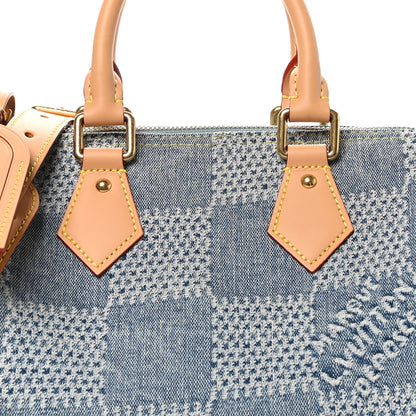Louis Vuitton Damier Denim 3D Speedy Bandouliere 25 Bleu 7 of 11