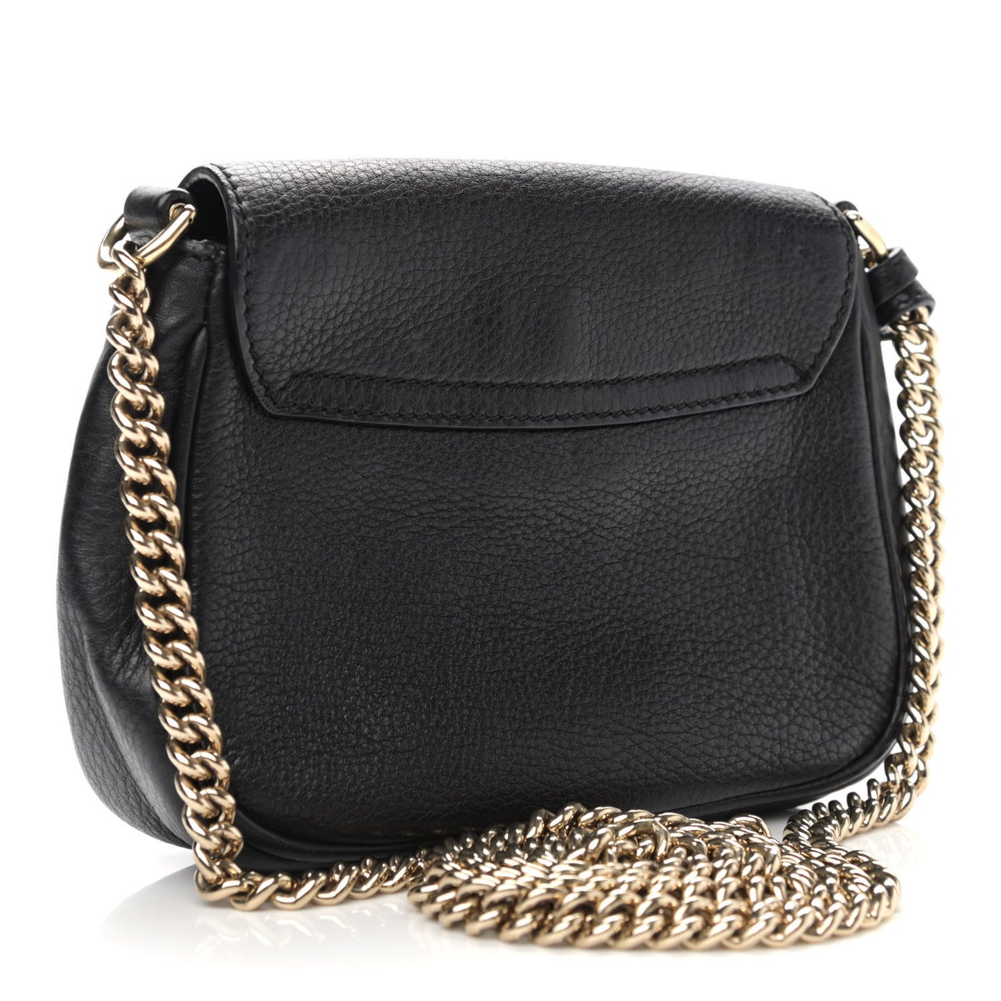 Pebbled Calfskin Small Soho Flap Crossbody Black