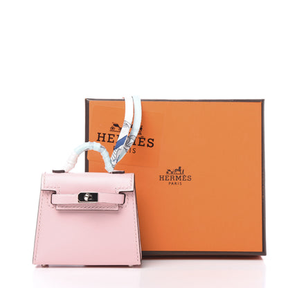 Hermes Tadelakt Mini Kelly Twilly Bag Charm Rose Sakura 3 of 3
