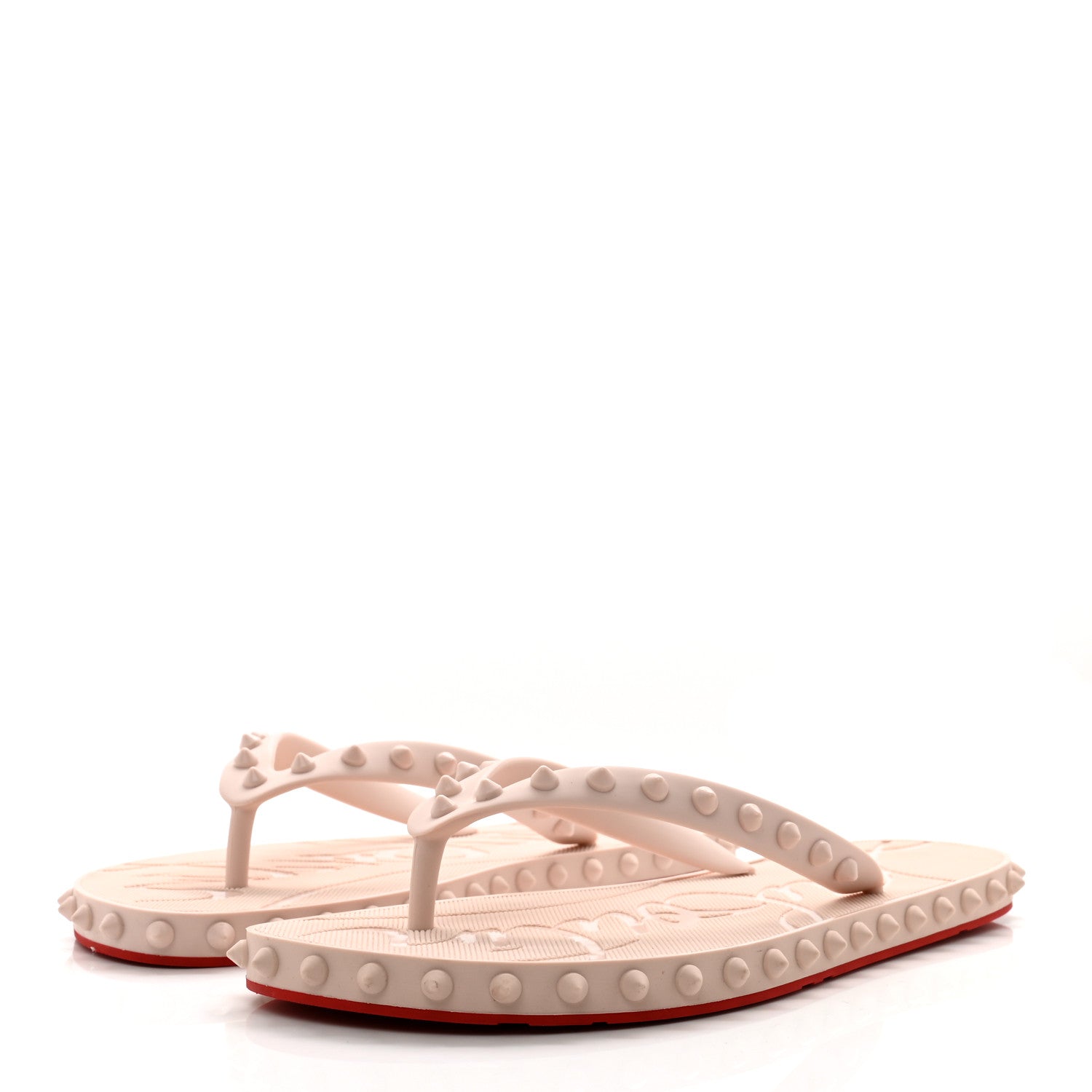 Christian Louboutin Rubber Spike Super Loubi Flip Flop Sandals 39 Leche 3 of 7