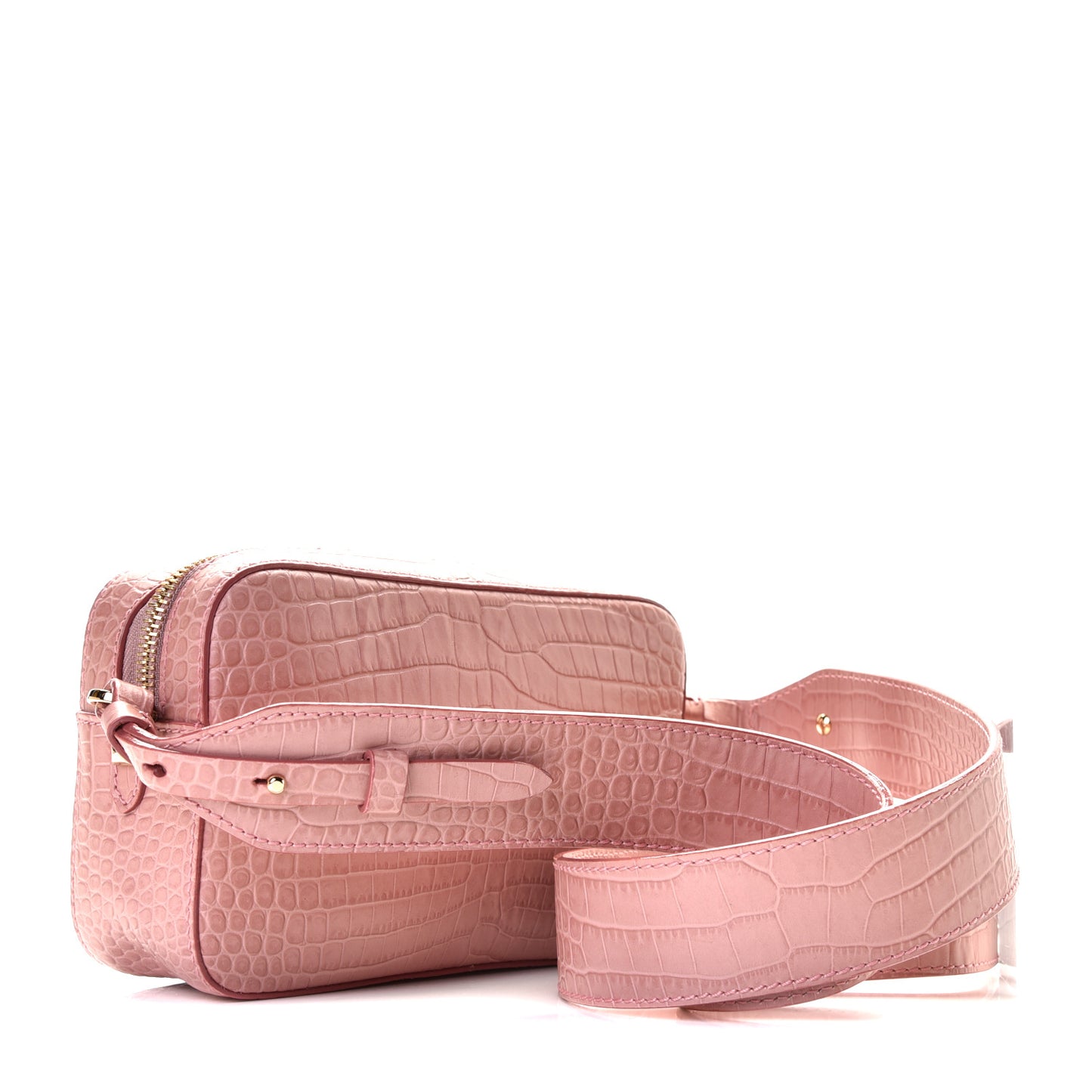 Calfskin Crocodile Embossed Varenne Camera Bag Blush