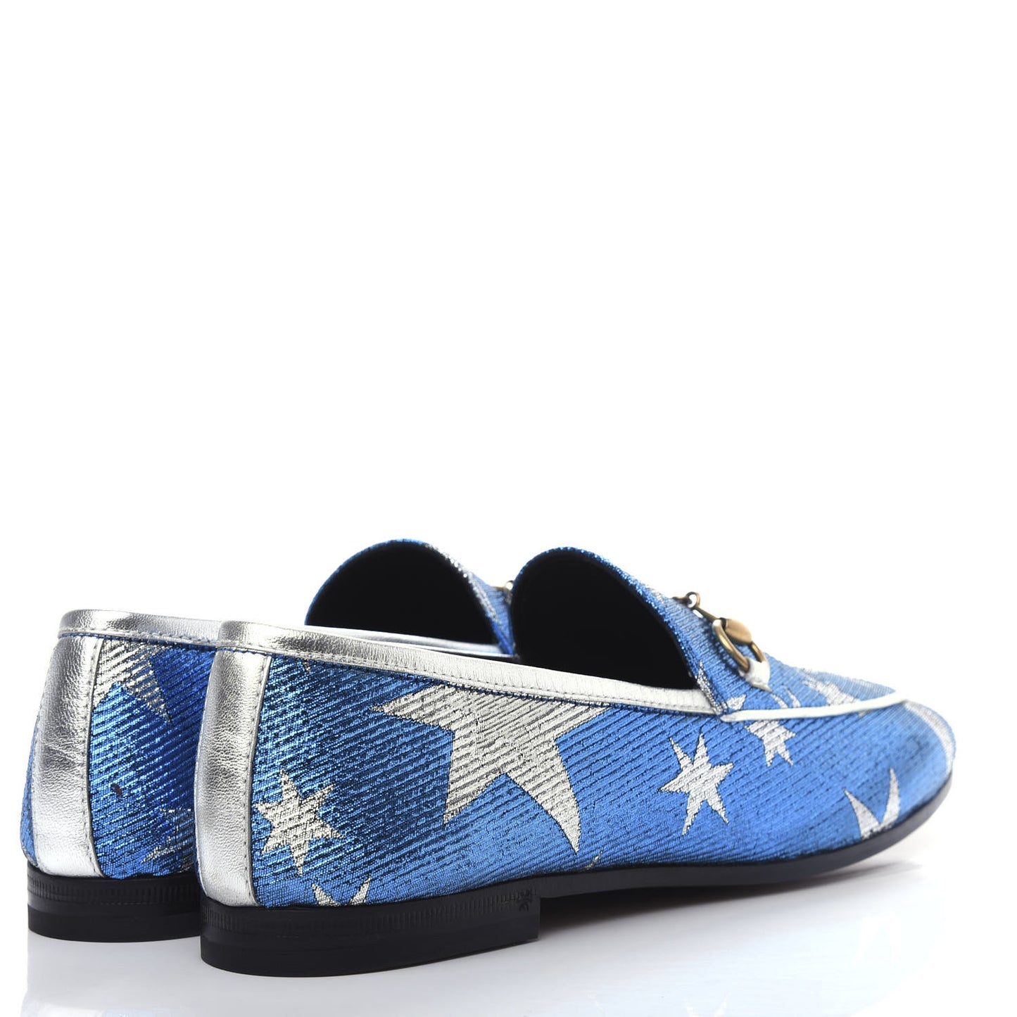 Lurex Calfskin Starry Sky Womens Jordaan Loafers 38.5 Bluette Silver