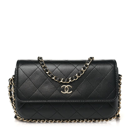 Chanel Lambskin Quilted Chain Around Clutch On Chain Black 1 of 10