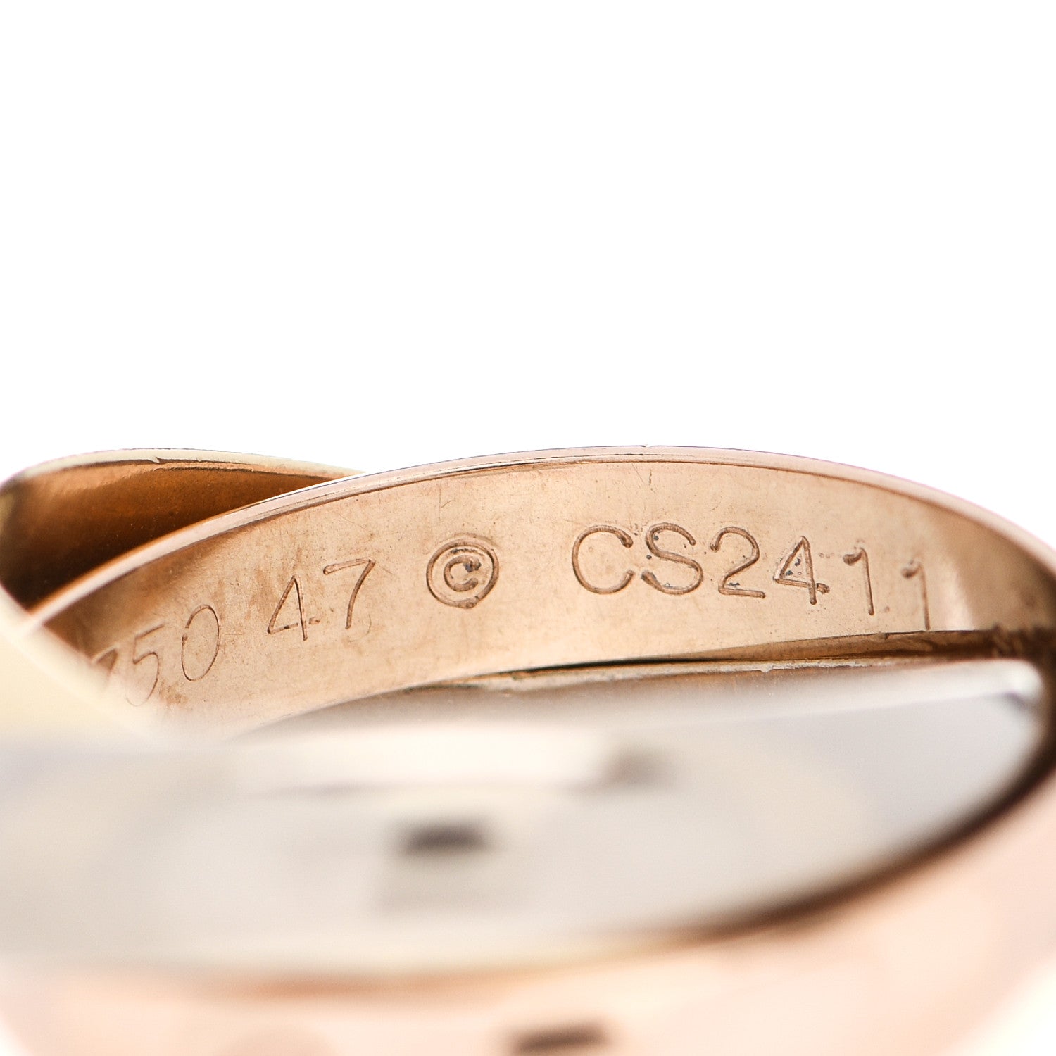Cartier 18K Pink Yellow White Gold Classic Trinity Ring 47 4 5 of 6