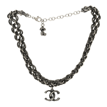Chanel Twisted Chain Link Crystal CC Choker Necklace Ruthenium 3 of 5