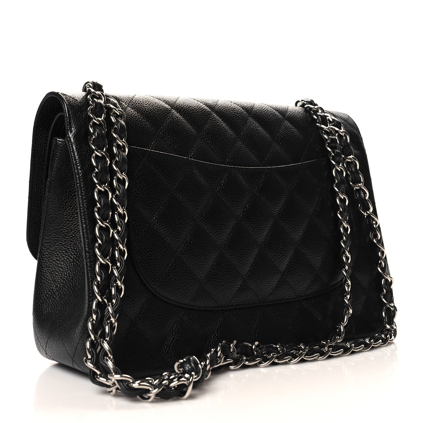 Caviar Quilted Jumbo Double Flap Black