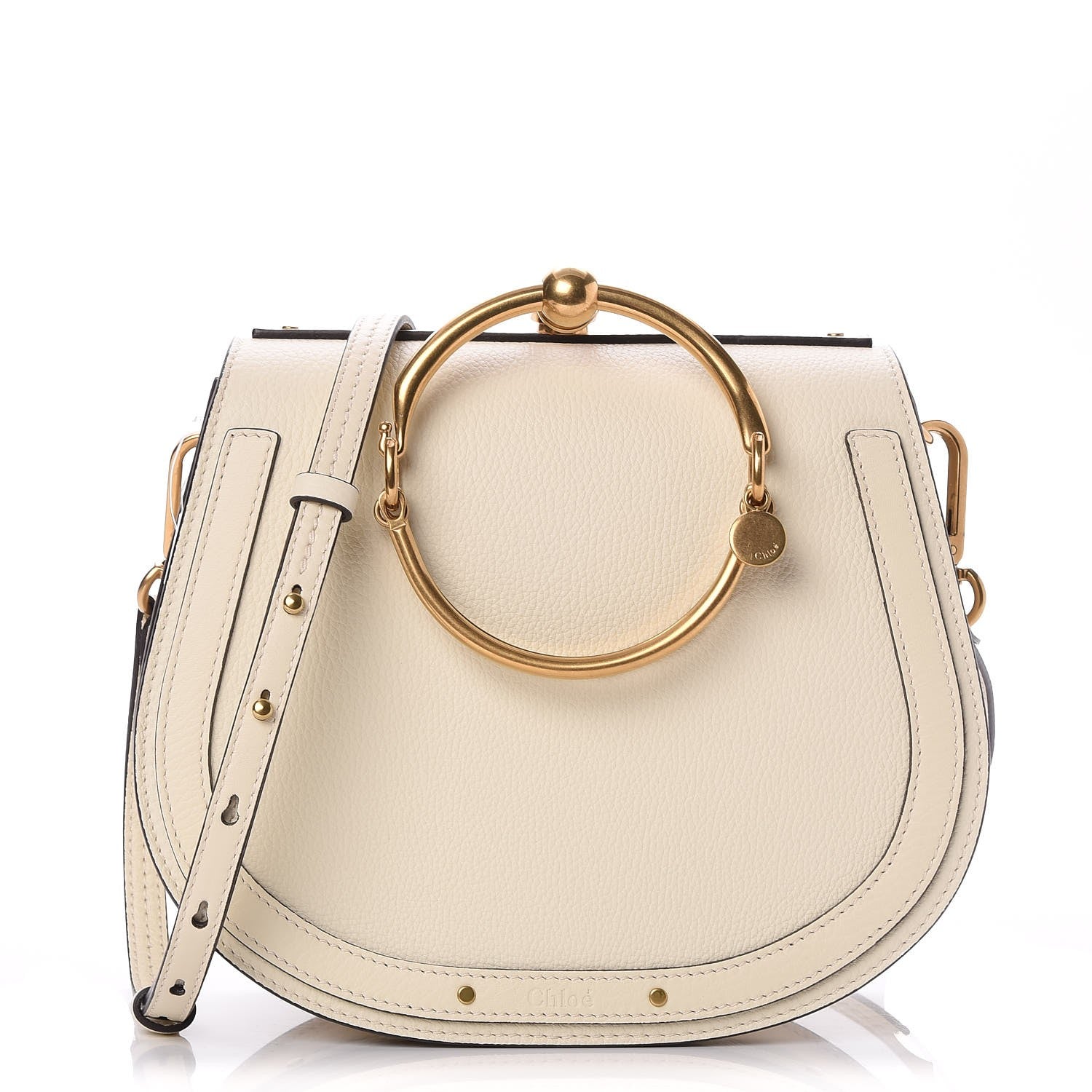 Chloe Calfskin Suede Medium Nile Bracelet Bag Off White 1 of 8