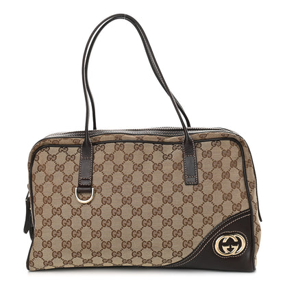 Gucci Monogram New Britt Medium Boston Dark Brown 1 of 8