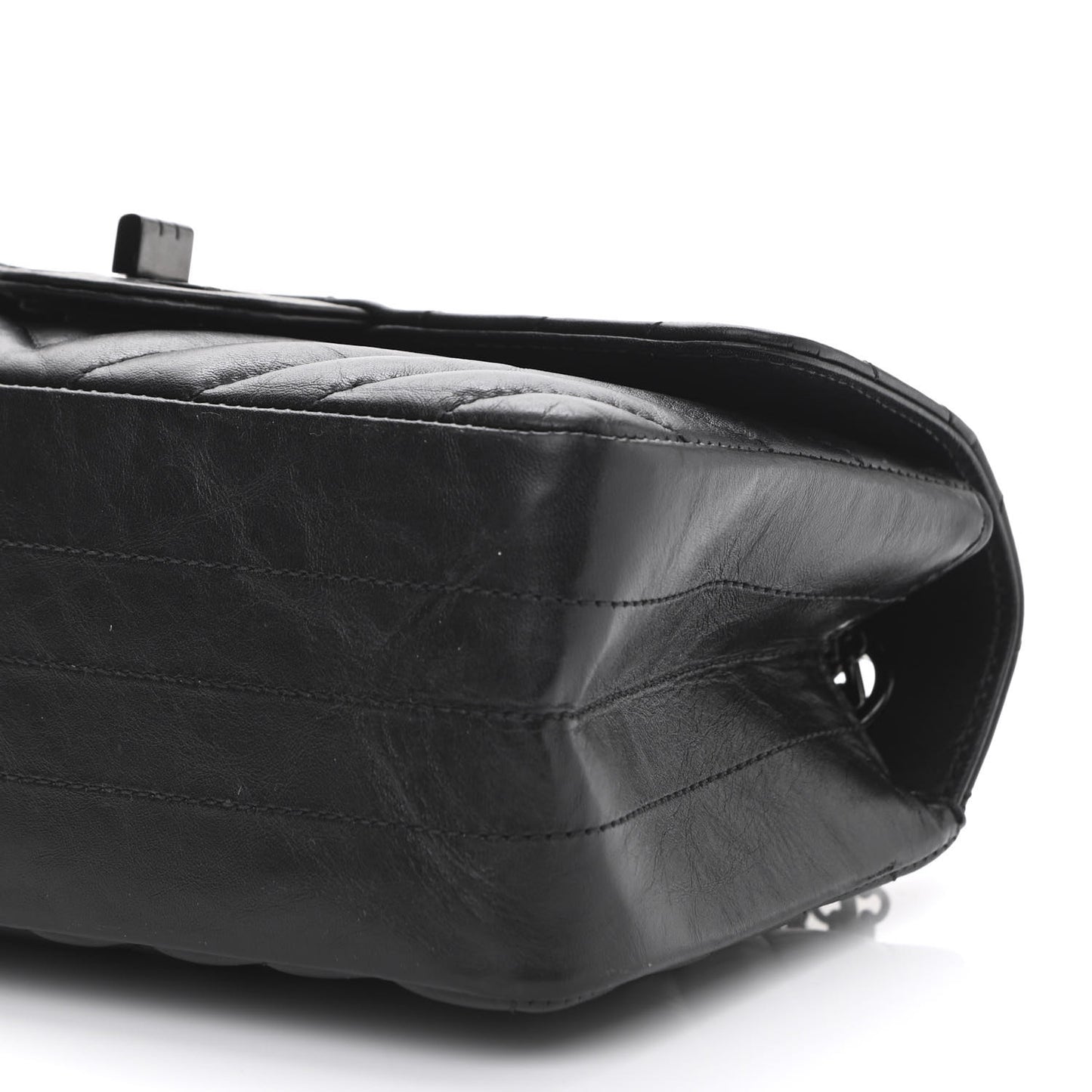 Aged Calfskin Chevron Quilted 2.55 Reissue Mini Flap So Black
