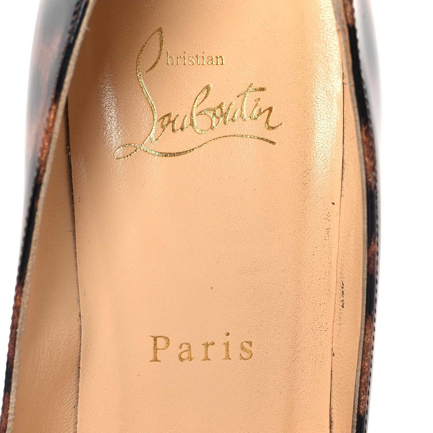 Christian Louboutin Patent Glitter Leopard Print Pigalle Follies 100 Pumps 37 Gold 8 of 9