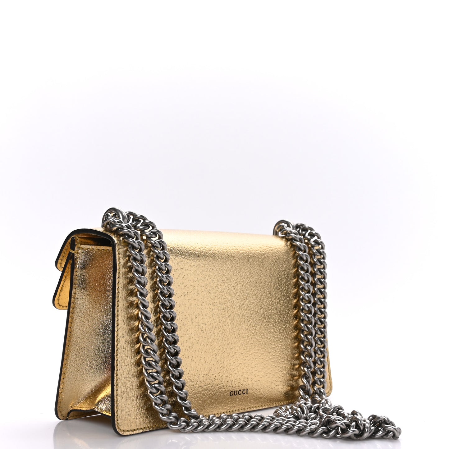 Metallic Textured Calfskin Crystal Small Dionysus Shoulder Bag Gold