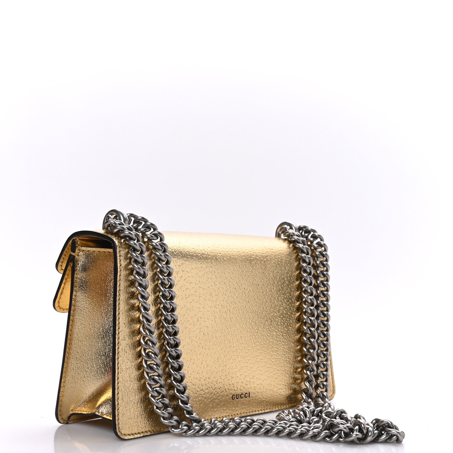 Gucci Metallic Textured Calfskin Crystal Small Dionysus Shoulder Bag Gold 3 of 9