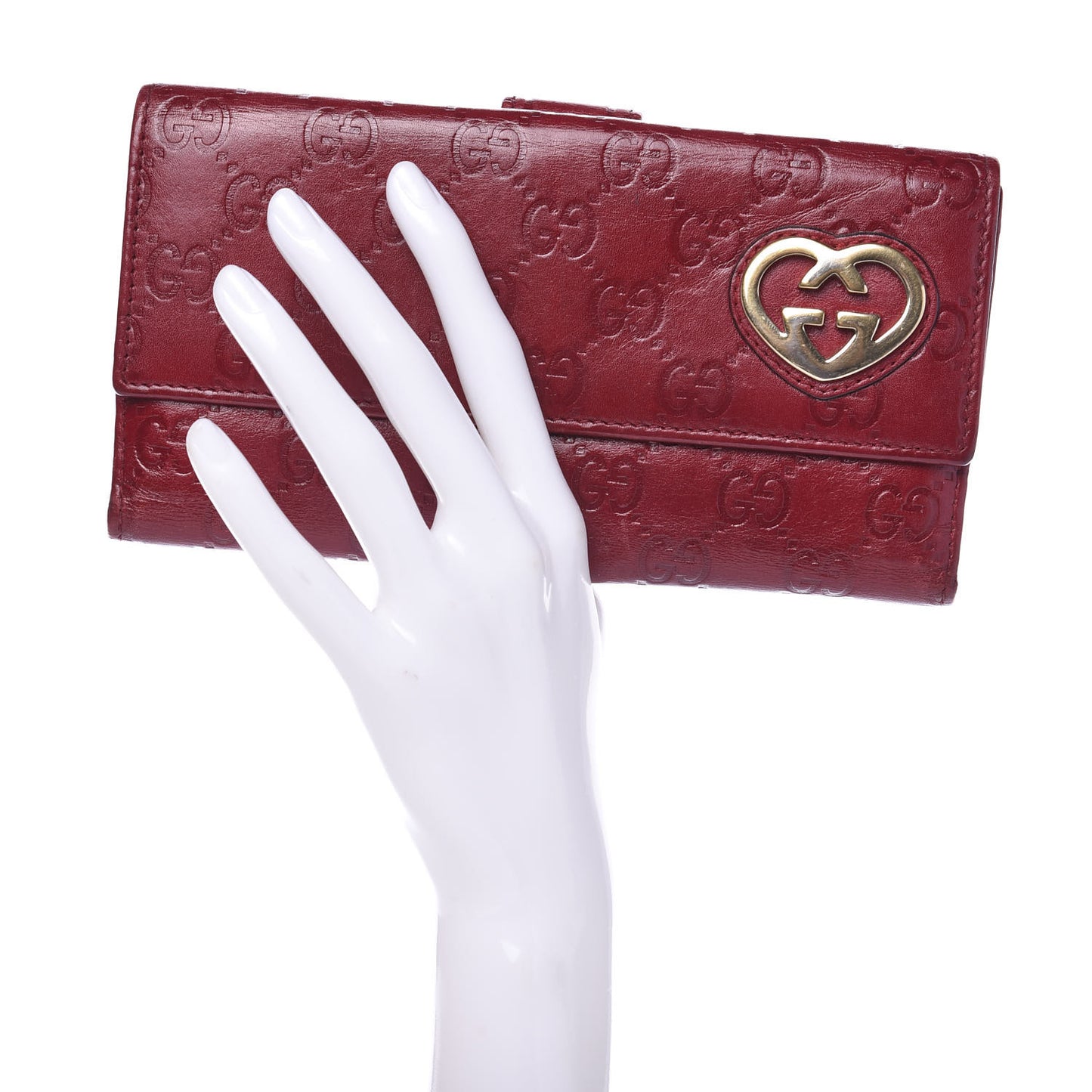 Guccissima Continental Heart Wallet Red