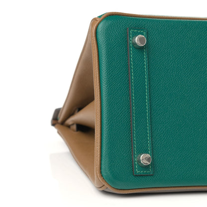 Hermes Epsom Horseshoe Birkin 30 Malachite Etain Caramel 9 of 10