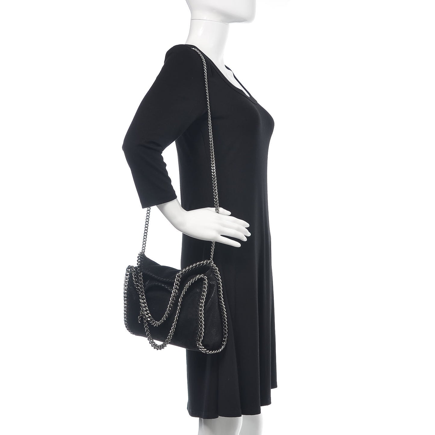 Shaggy Deer Mini Falabella Fold Over Tote Black