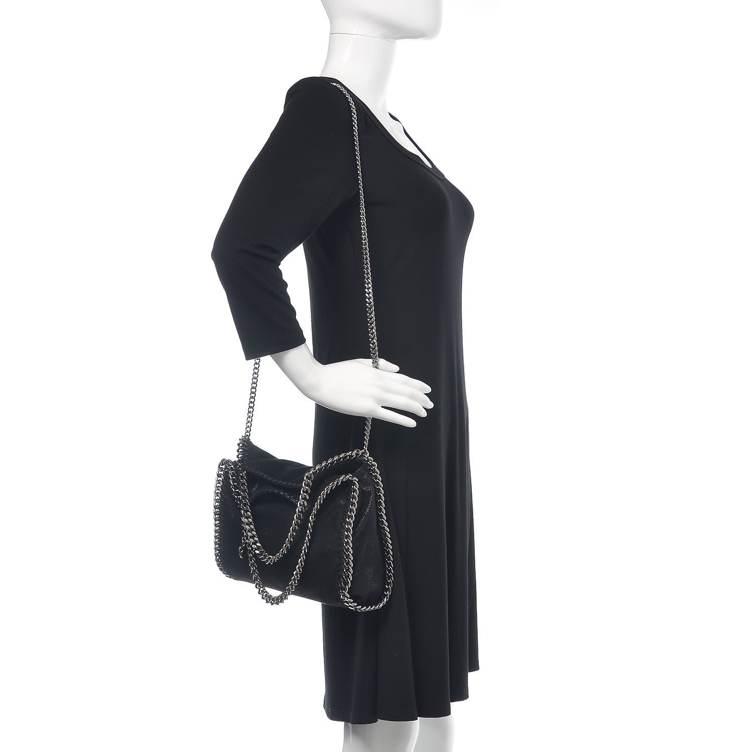 Stella McCartney Shaggy Deer Mini Falabella Fold Over Tote Black 2 of 9