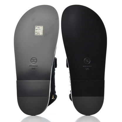 Chanel Velvet Velcro Dad Sandals 37 Navy Blue 5 of 15