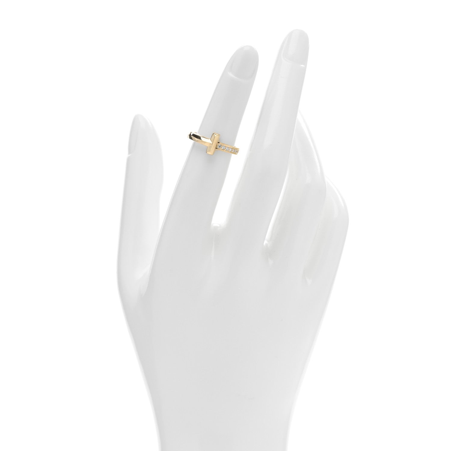 Tiffany 18K Yellow Gold Diamond 2.5mm T T1 Ring 47 4 2 of 5