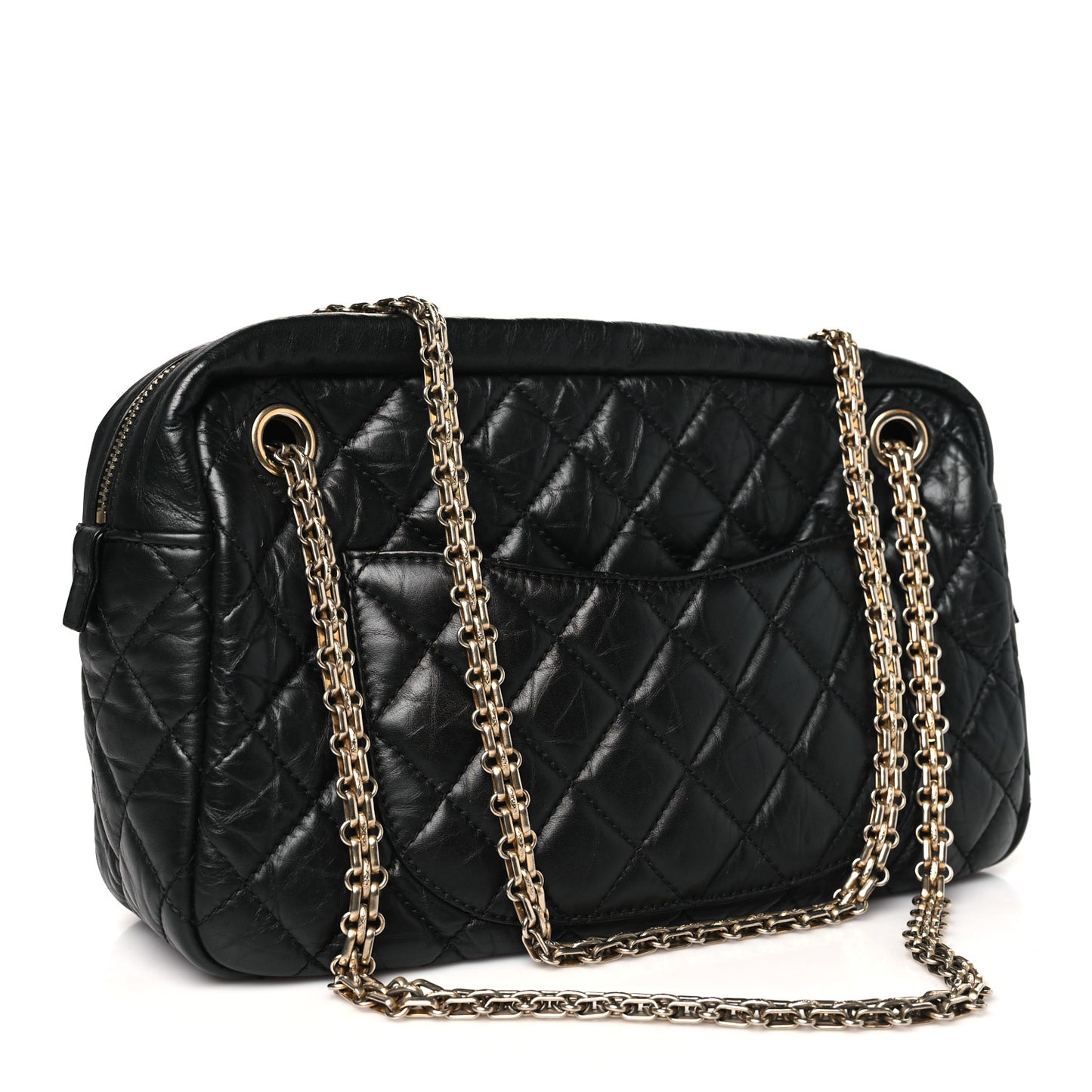 Aged Calfskin Quilted Medium Reissue Camera Case Black