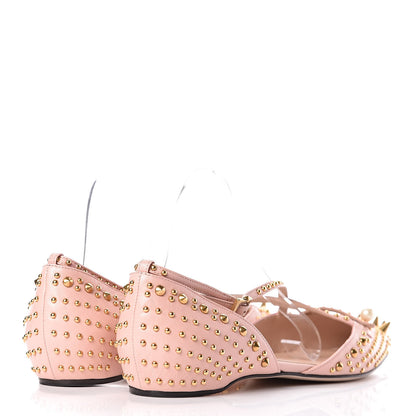 Gucci Malaga Kid Studded Pointed Toe Unia Flats 39.5 Perfect Pink 4 of 8