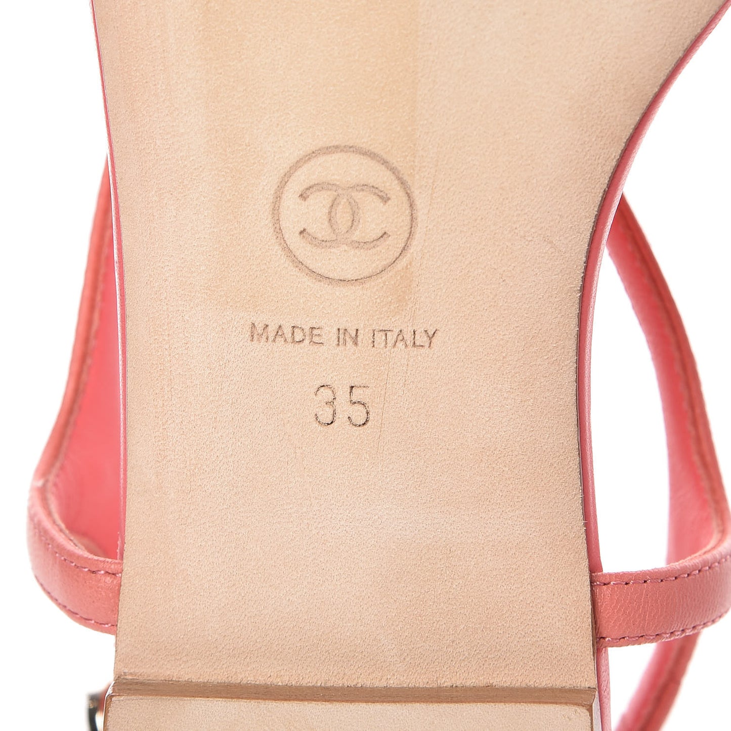 Lambskin Chain CC Logo Thong Sandals 35 Pink